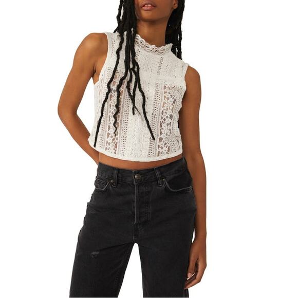 Free People Tea Party Top White - XL - Picture 1 of 5